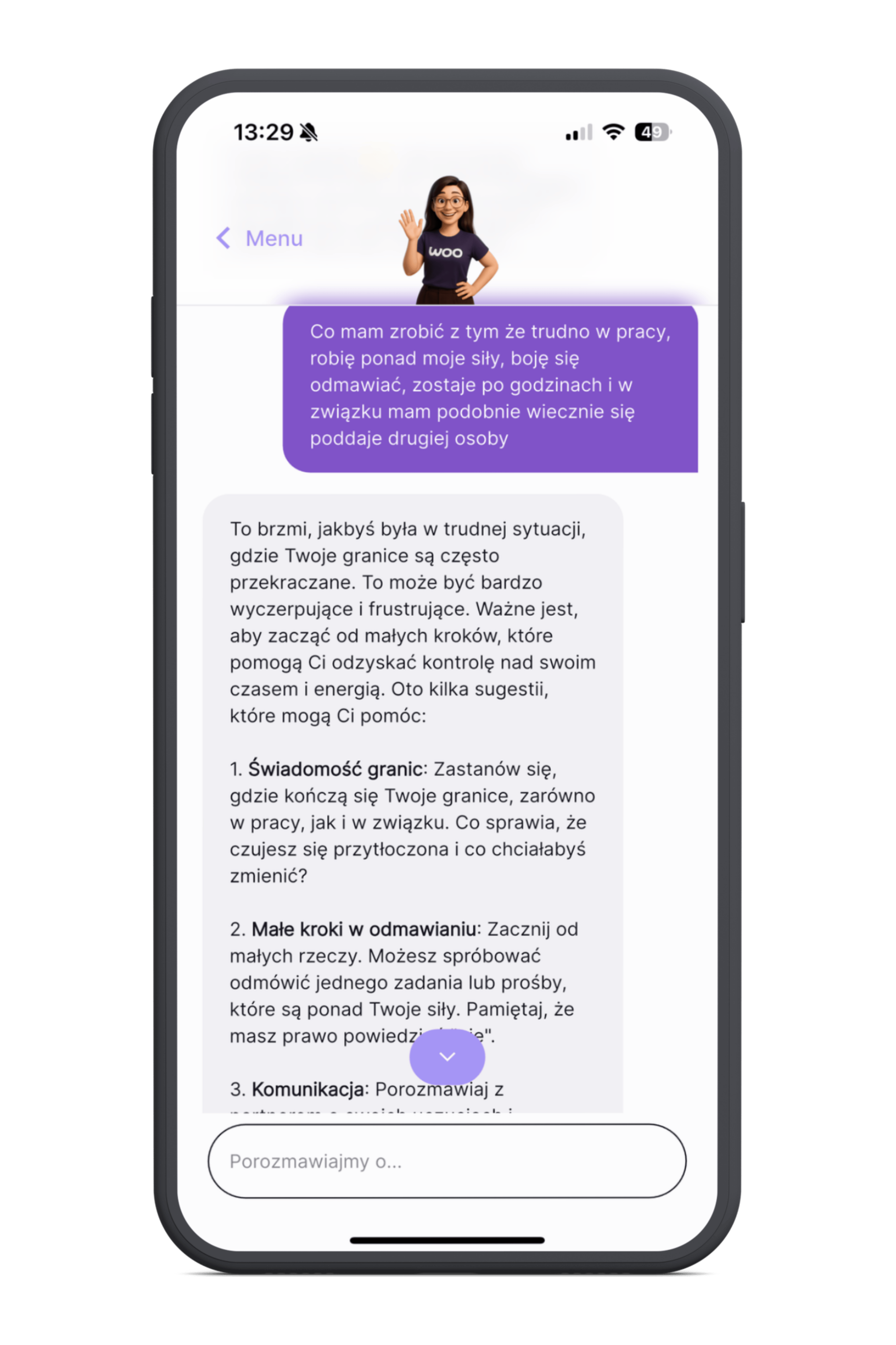 screenshot z aplikacji woo