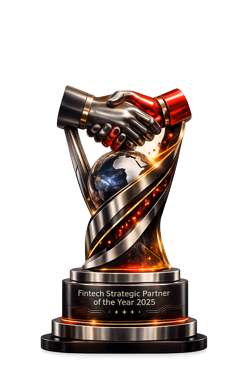 Vericash awarded Fintech Strategic Partner of the Year by Africa Fintech Forum, with a trophy featuring a gold star on a red and black background.