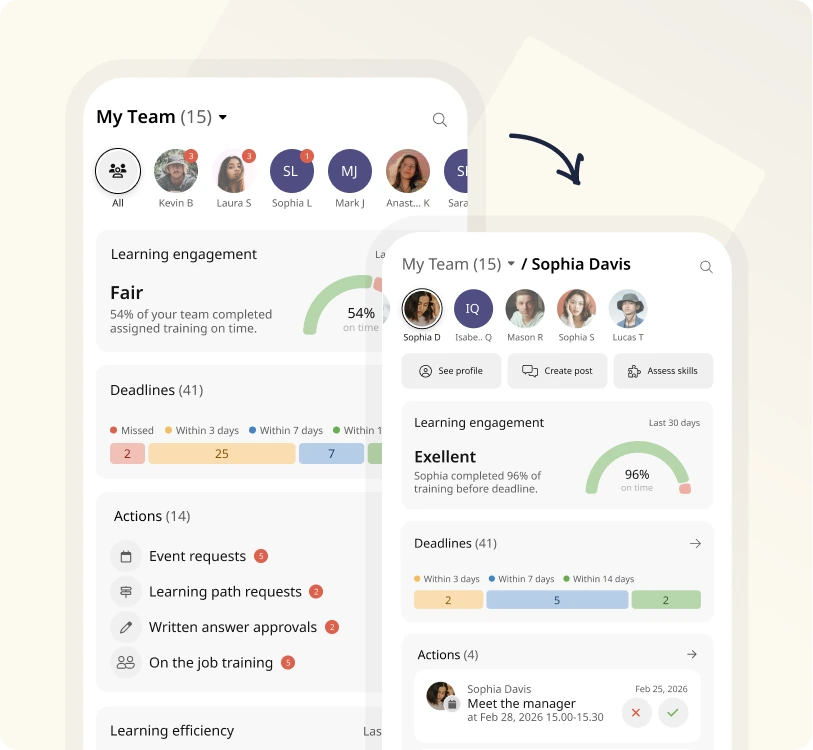 Two previews of the Learningbank app