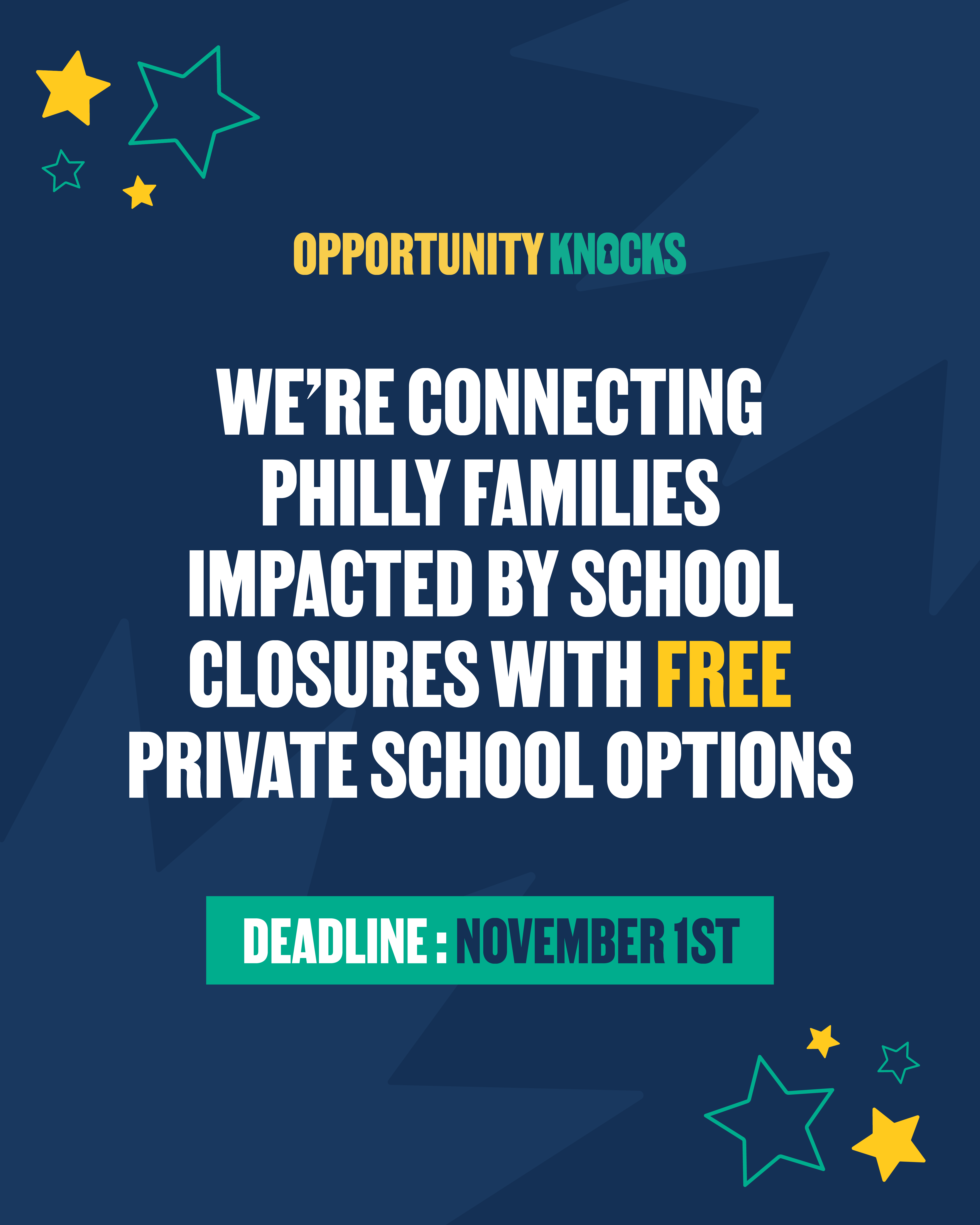 Philly families affected by school closures can access FREE private school spots for the 2026-2027 academic year!