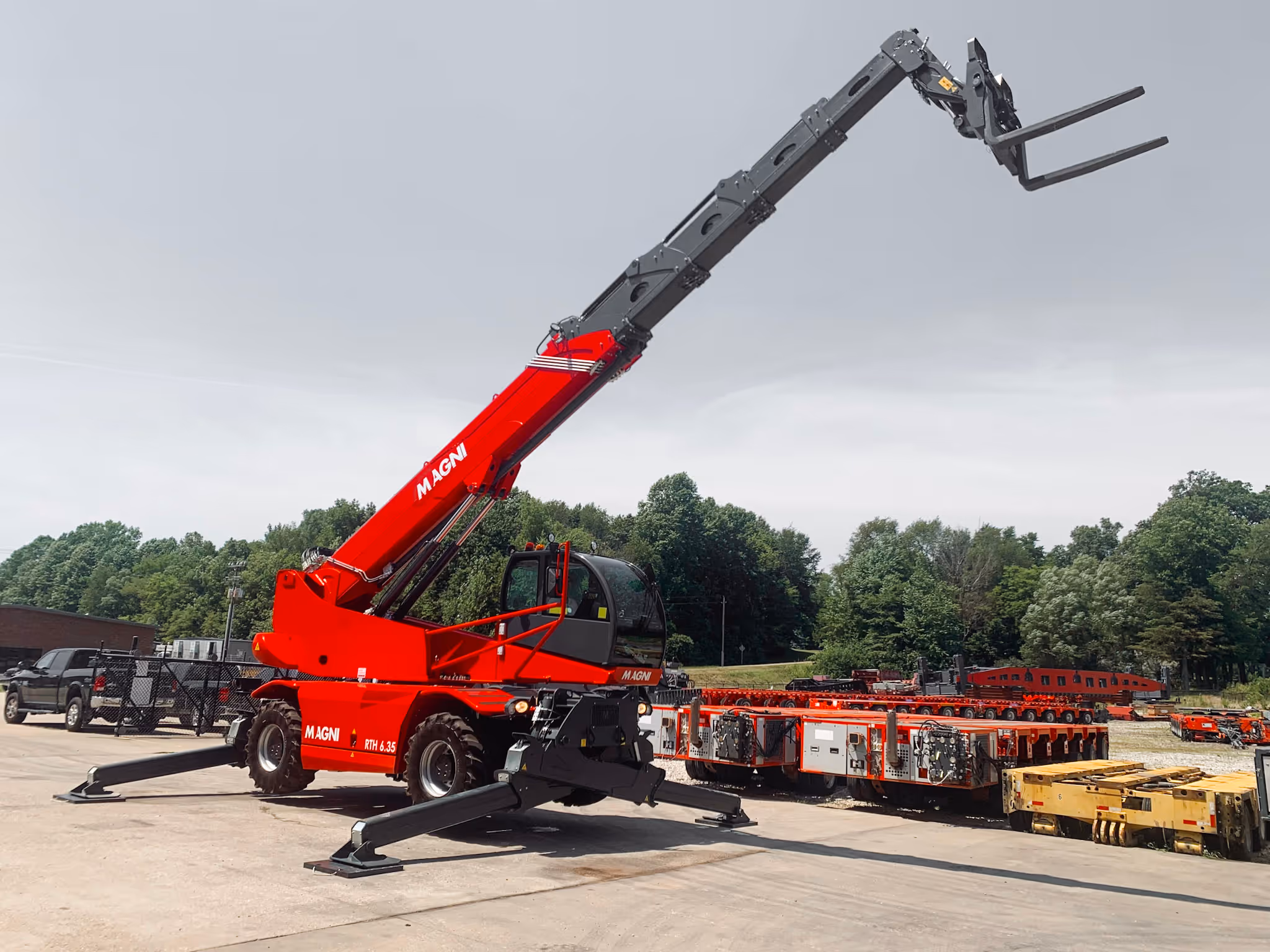 Magni telehandler positioned in an equipment yard