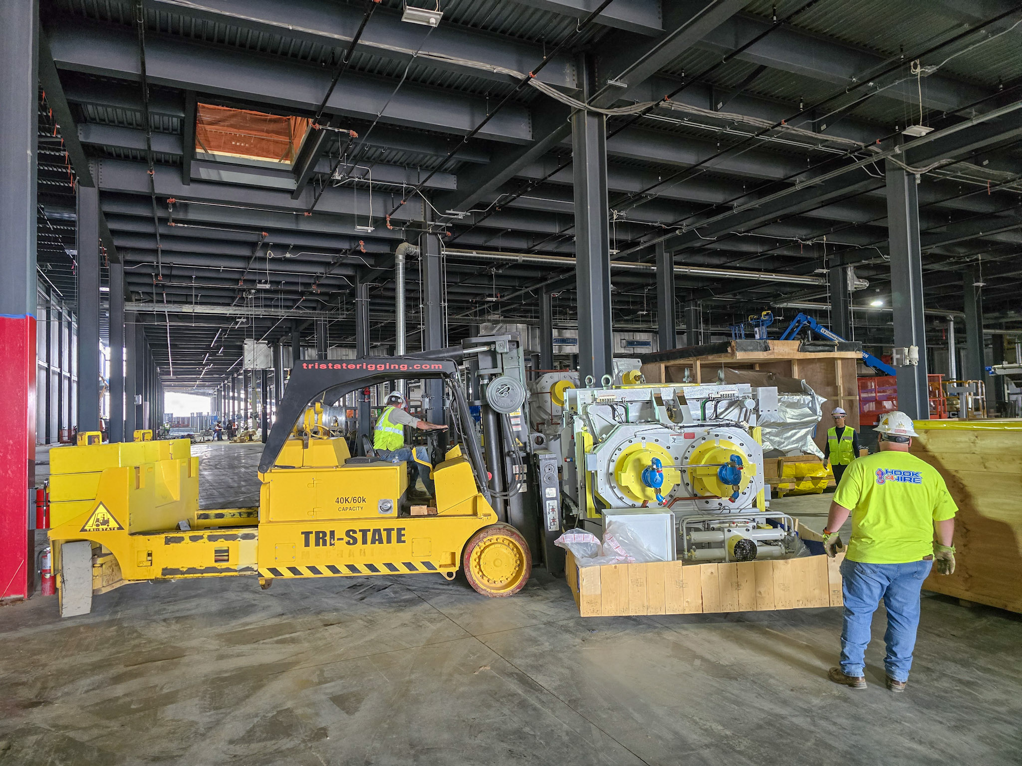 Tri-State Rigging moving equipment within a facility using our 40/60k forklift