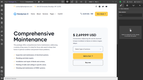 Ecommerce Page - Handyman X Webflow Template