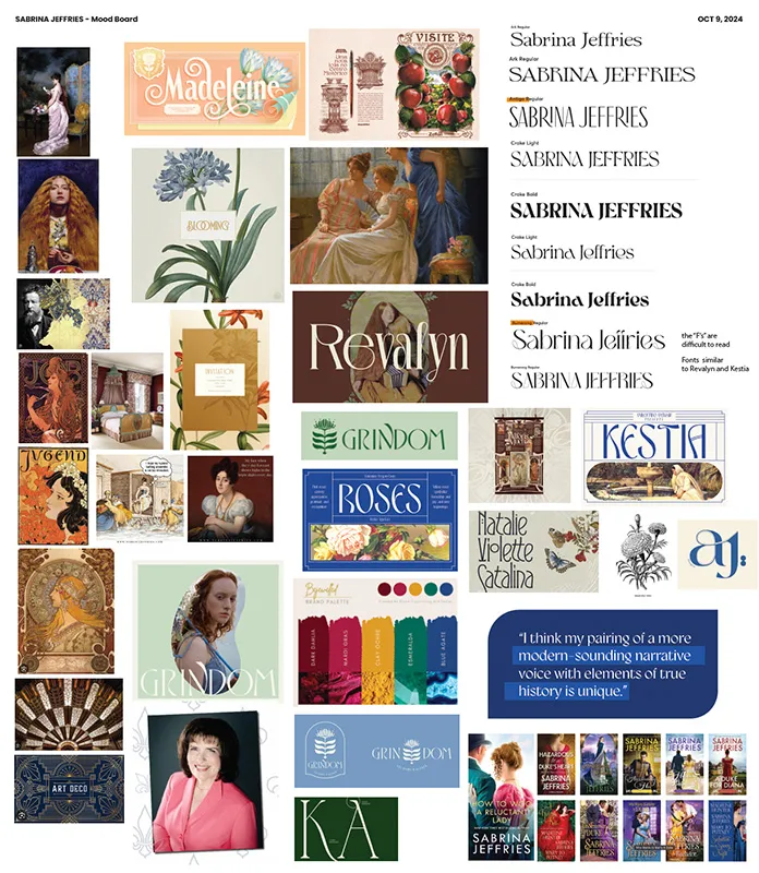 Sabrina Jeffries' mood board.