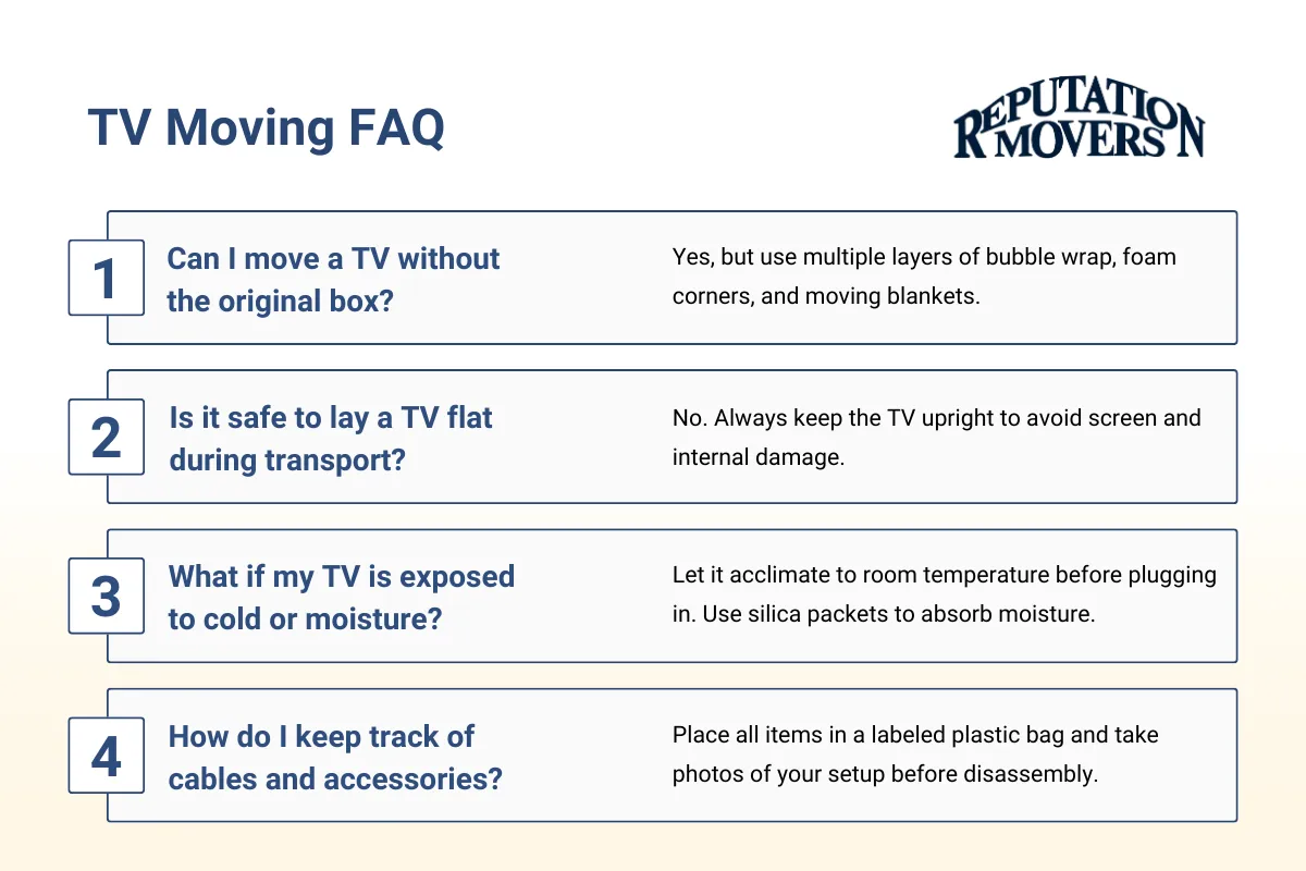 TV Moving Frequently Asked Questions