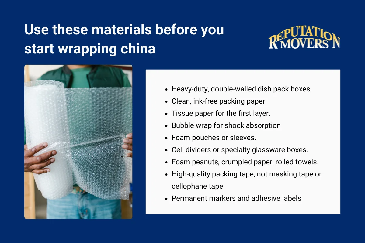 Use these materials before you start wrapping china.webp