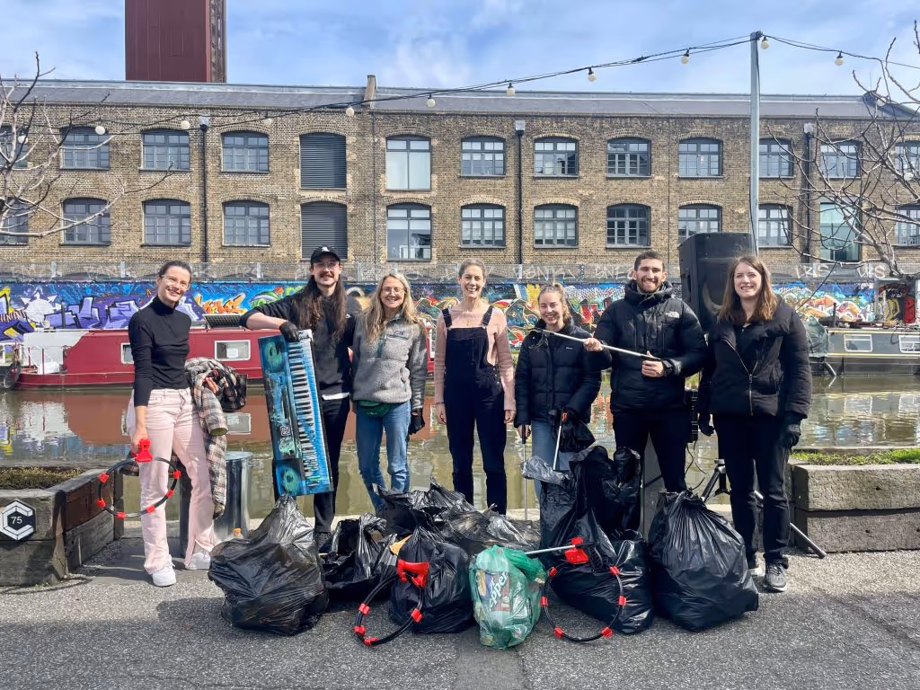 Notpla monthly litter picking around Hackney Wick canal