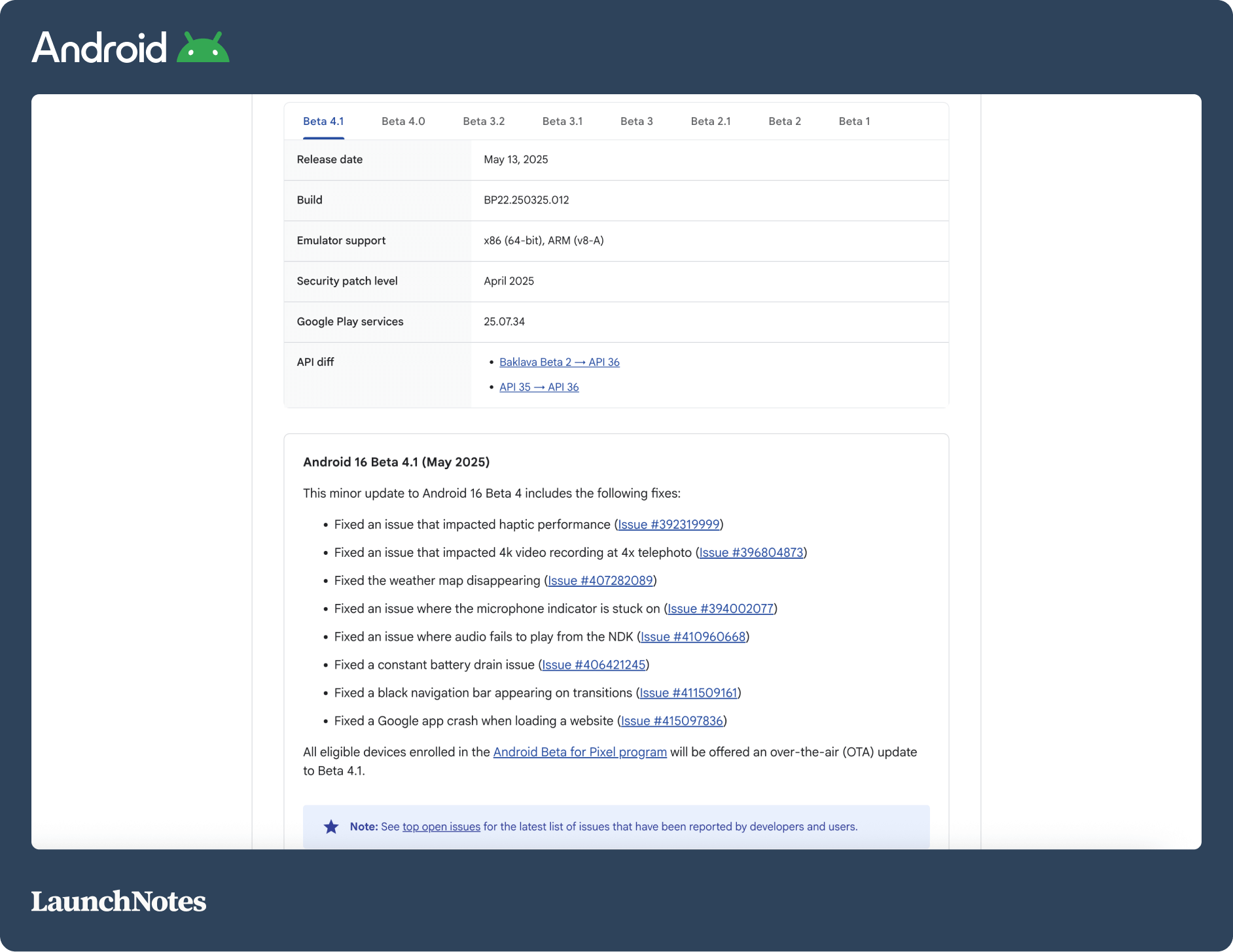 Google: Engaging Release Notes for Android