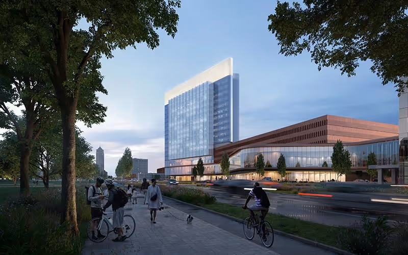 Rendering of the new Henry Ford Health + MSU Health Sciences research facility