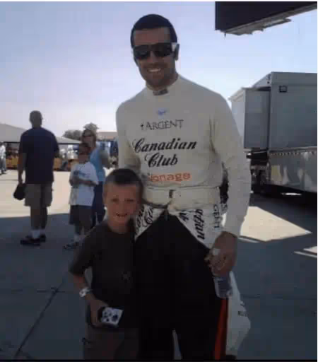 Aidan Davis and a race driver