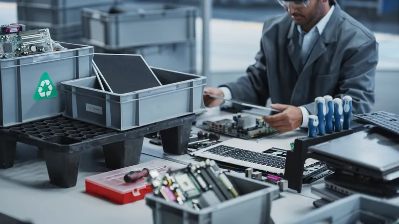 boxes with motherboards and displays from laptops