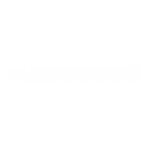 Alienware logo with stylized alien head and text on black background.