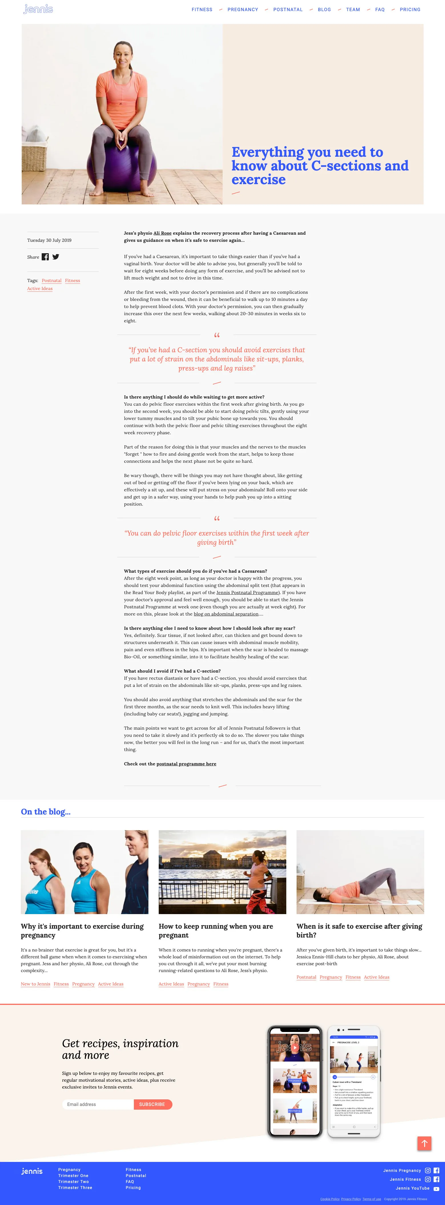 Jennis Fitness blog article page