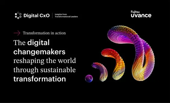 Fujitsu Digital CxO homepage shown on tablet