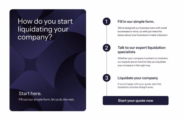 Express Liquidation quote process steps section