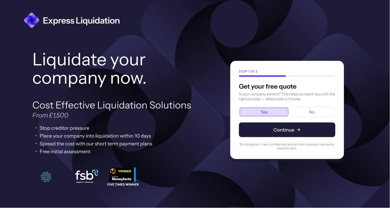 Express Liquidation landing page hero design