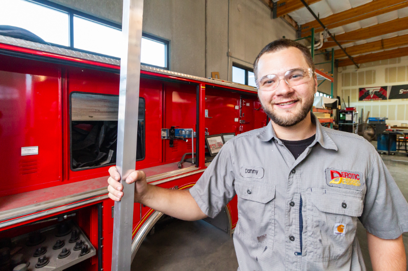 Diesel mechanic in the shop