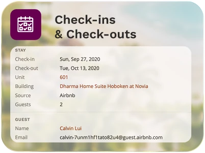 Dharma OPS check-ins and check-outs window