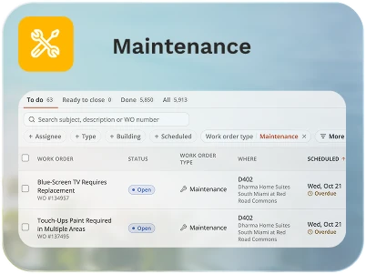 Dharma OPS maintenance work orders window