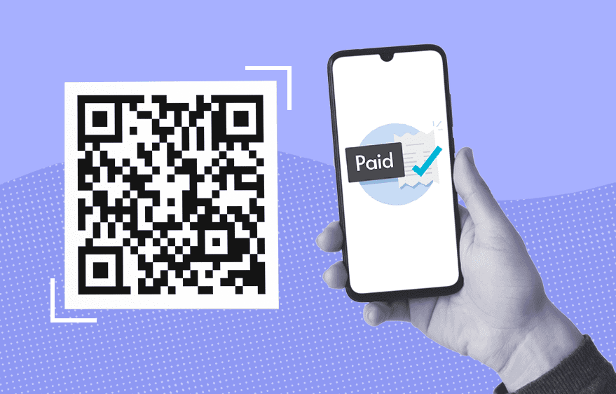 A debtor paying a monthly fee through QR code mobile payment