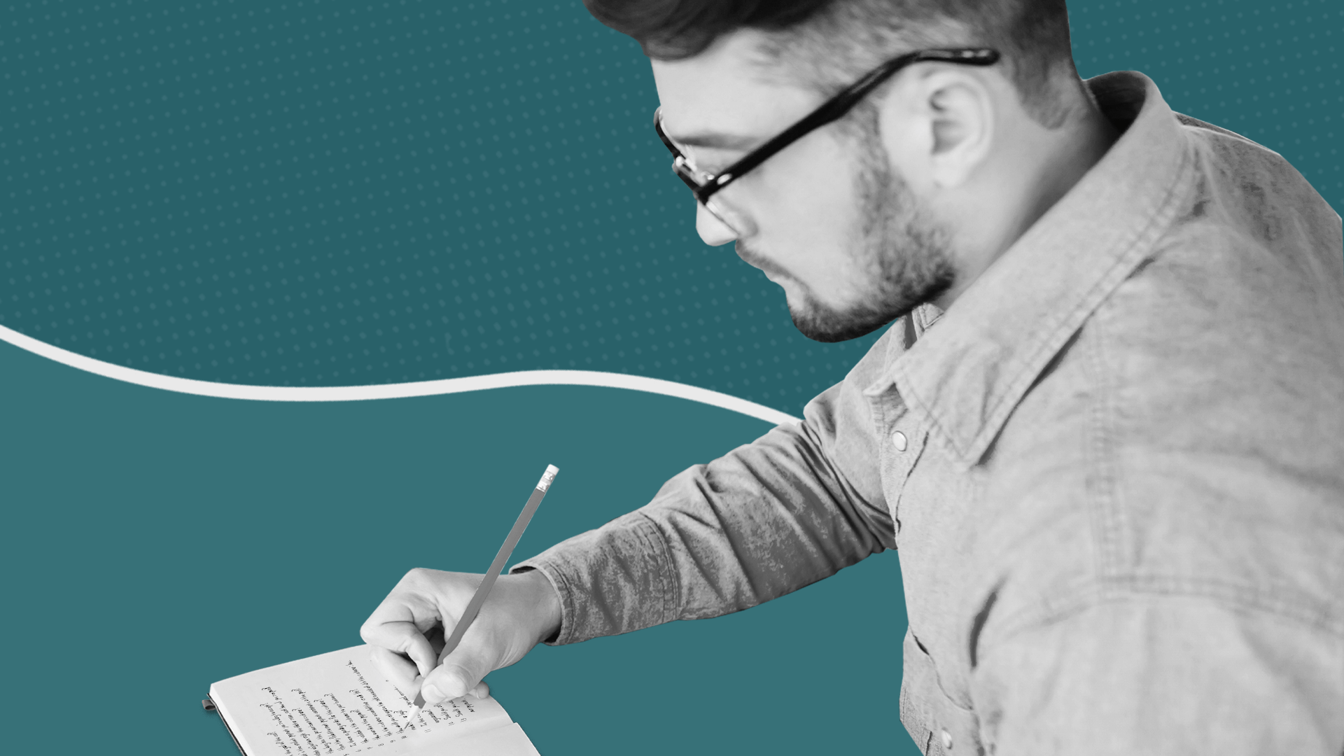 Debt collector taking notes while reviewing the 14 questions before a dfebt collection call