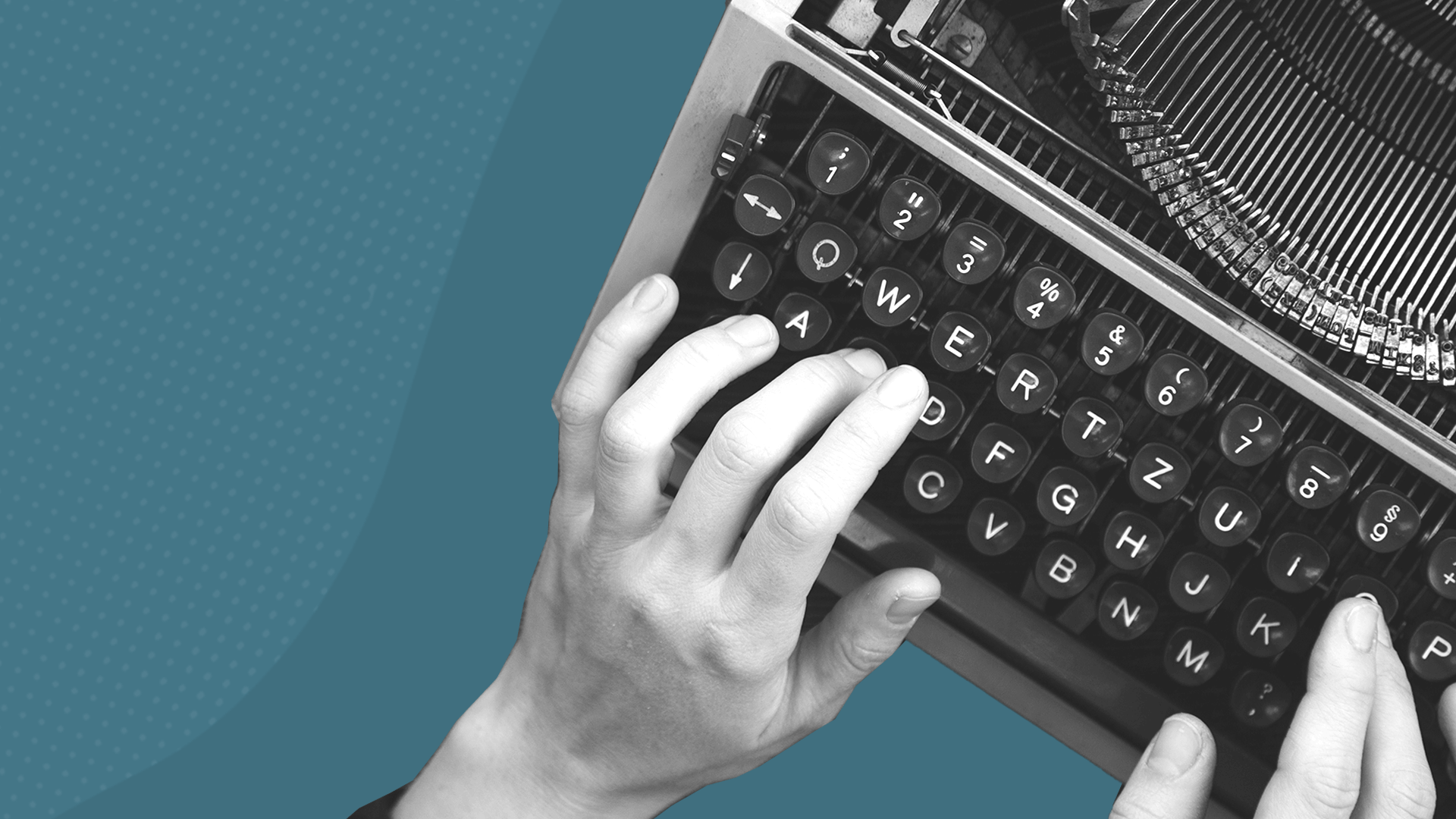 A business owner using a typewriter to write a collection letter for their customers