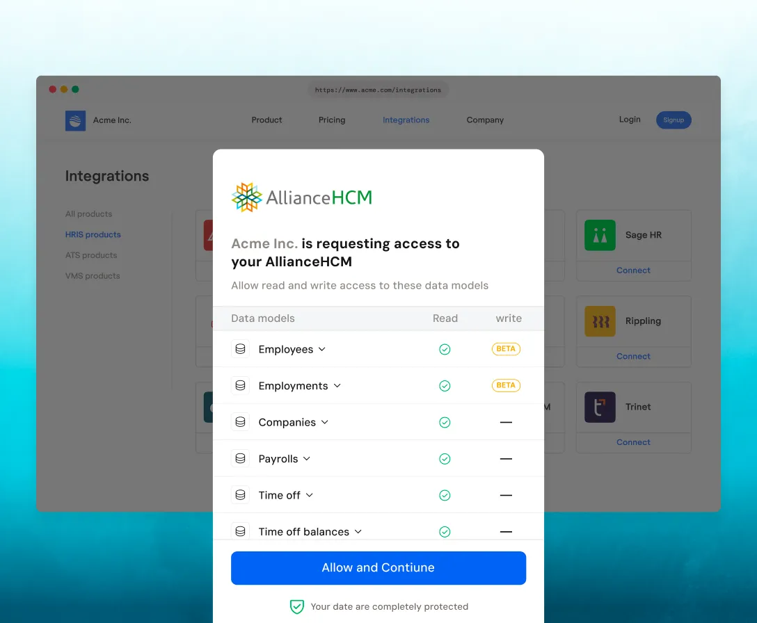 Connecting AllianceHCM to Bindbee via Magic Link