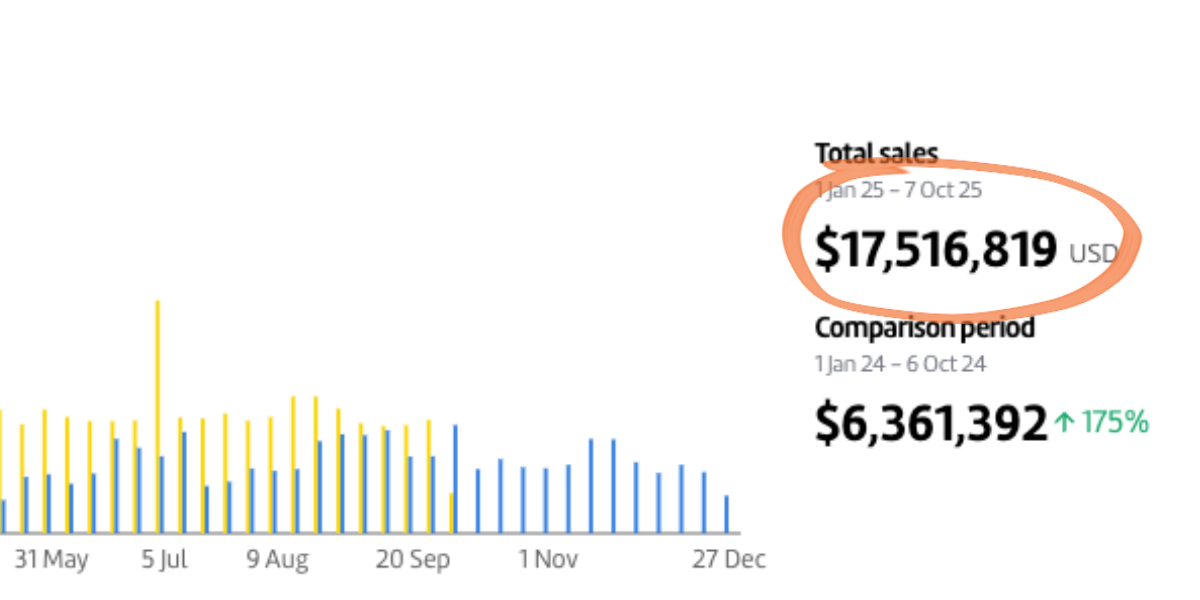 $17,516,819 in revenue since January 2025 through September 2025