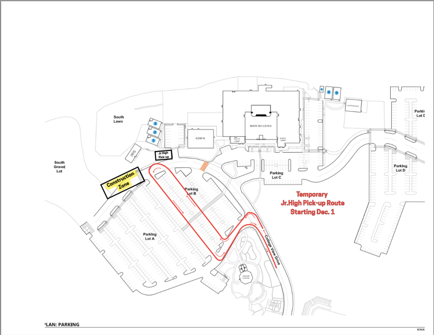 Temporary Jr. High Pick-Up Route
