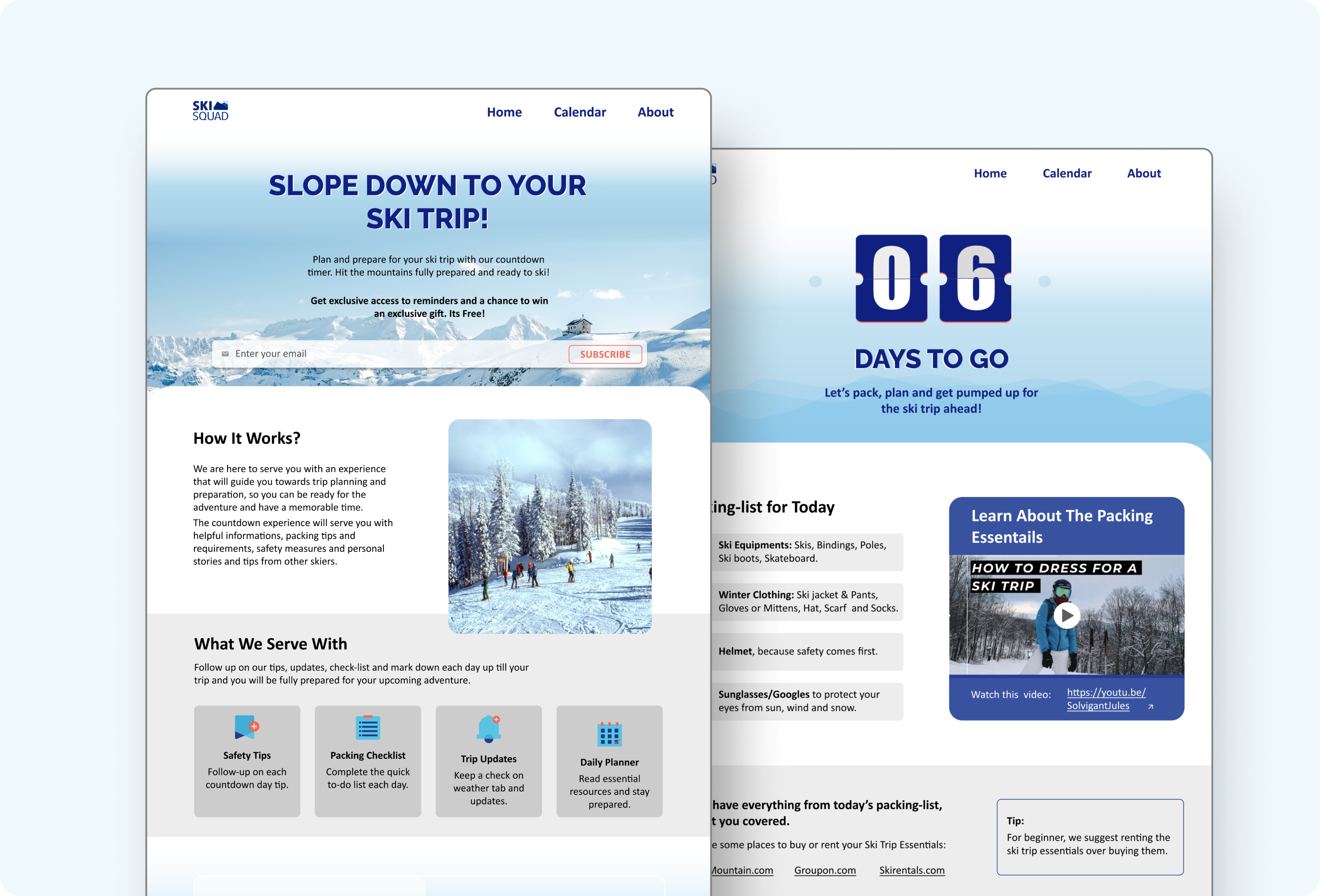 Section from a travel website featuring a search bar, destination options, and stunning imagery.