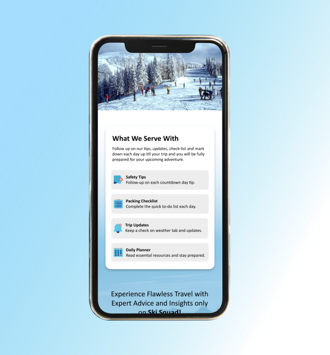 Phone mockup displaying the sleek web design,