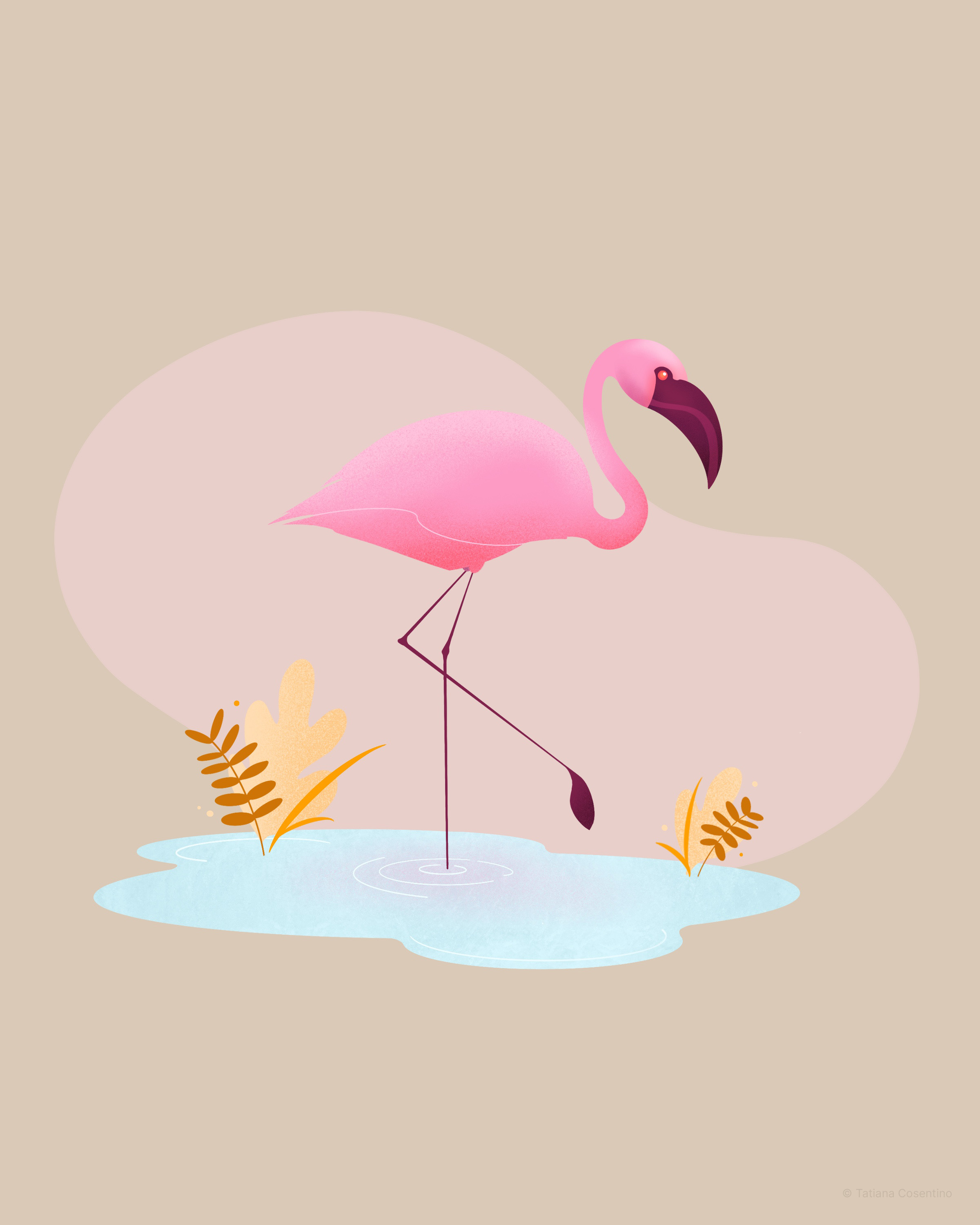 Illustration of a flamingo, created in Procreate
