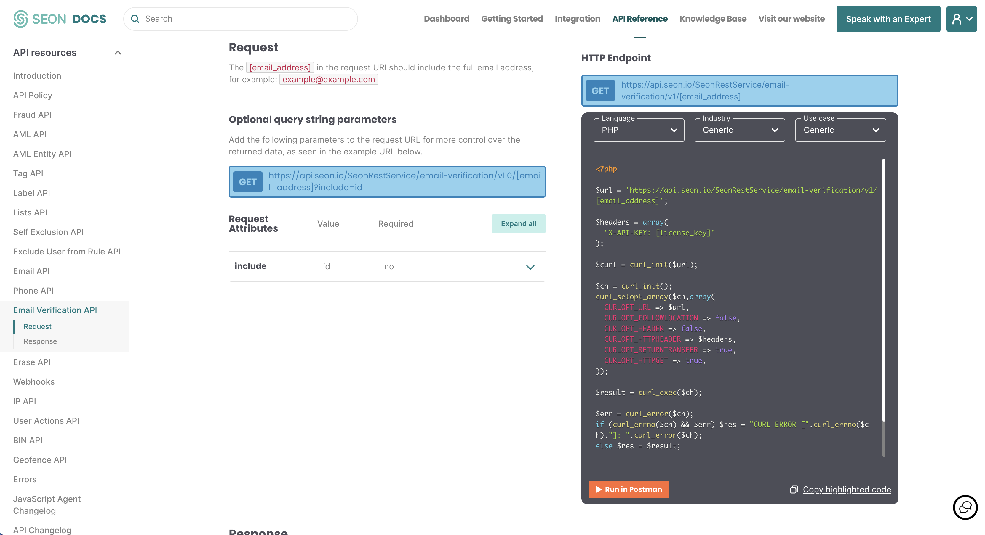 SEON Email Verification API