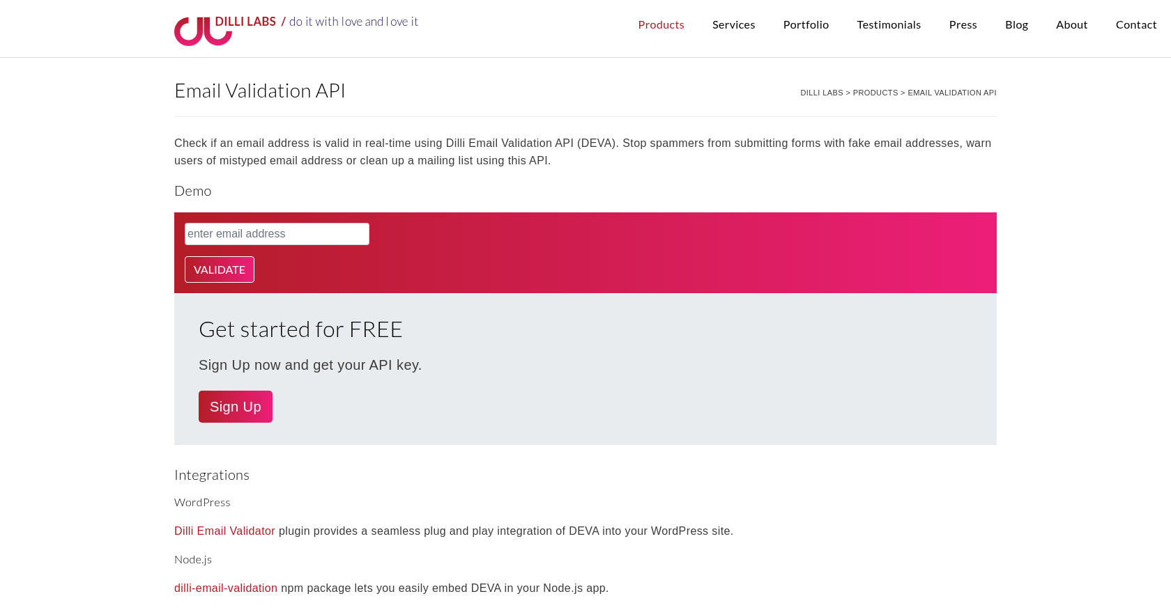 Dilli Labs Email Validation API