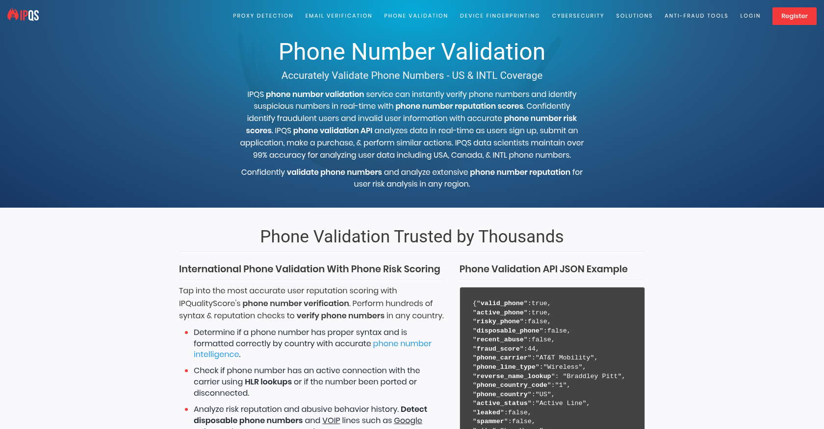 IPQS Phone Number Validation