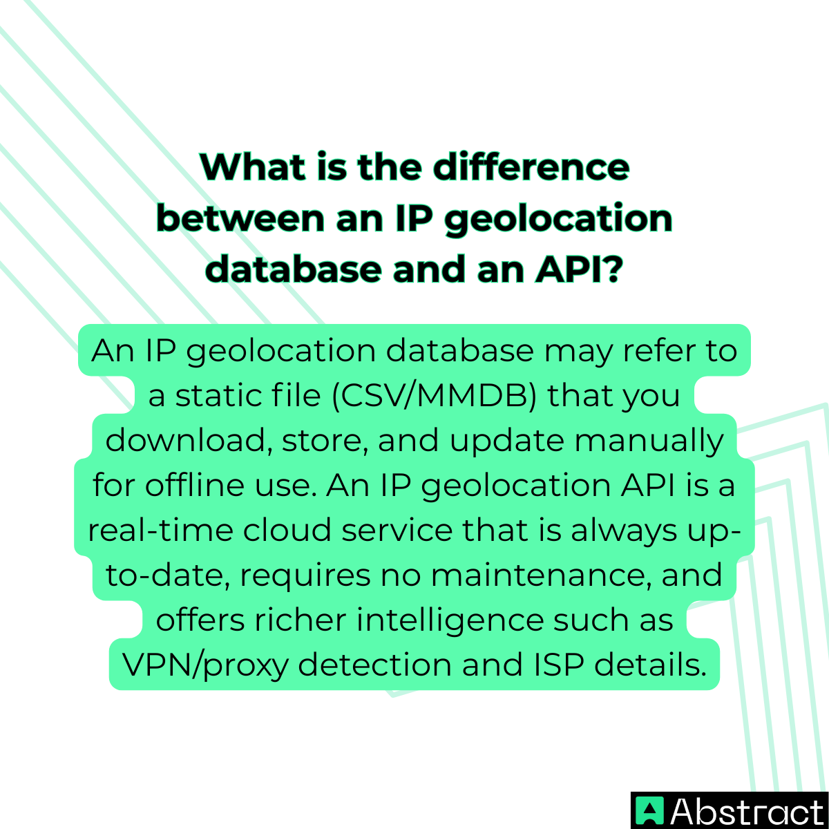 Difference between an IP geolocation database and an api
