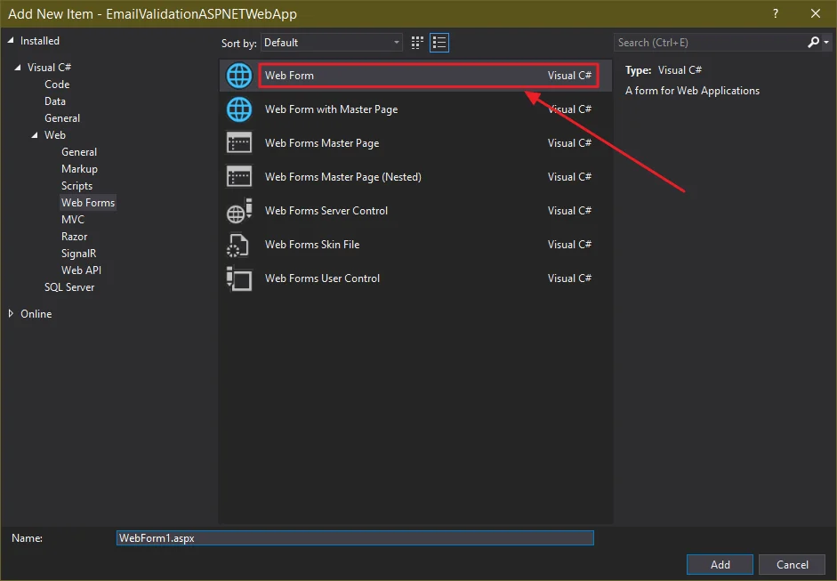 Illustration for ASP.NET Email Validation Using Regular Expression Validator