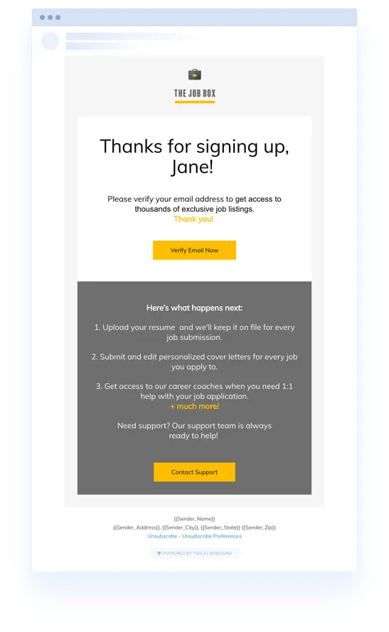 Job Box Email Template