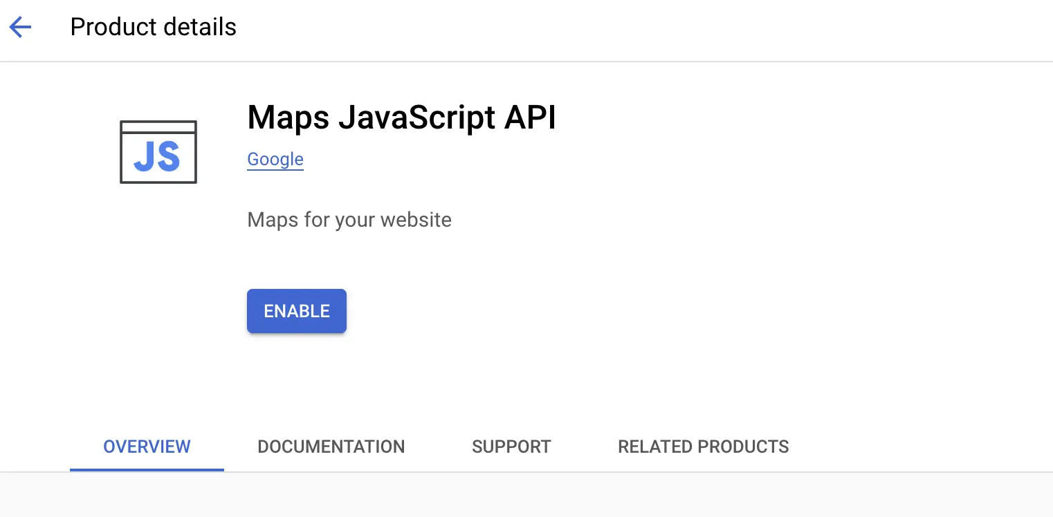 Enable Maps Javascript