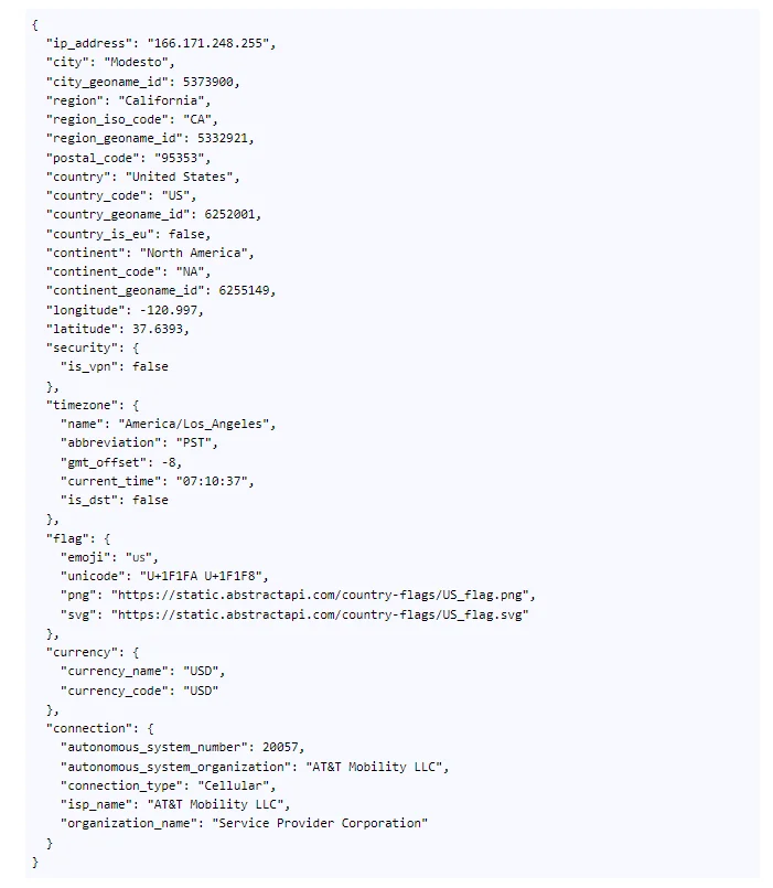 Illustration 7 for How to Extract Country Name and Related Information from IP Address using PHP