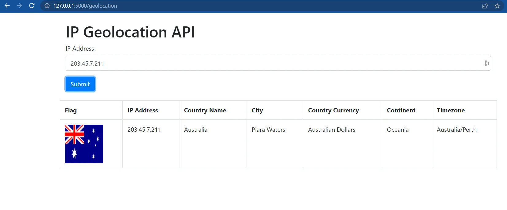 Illustration 6 for How to Perform IP Geolocation Query using the Python Flask Framework