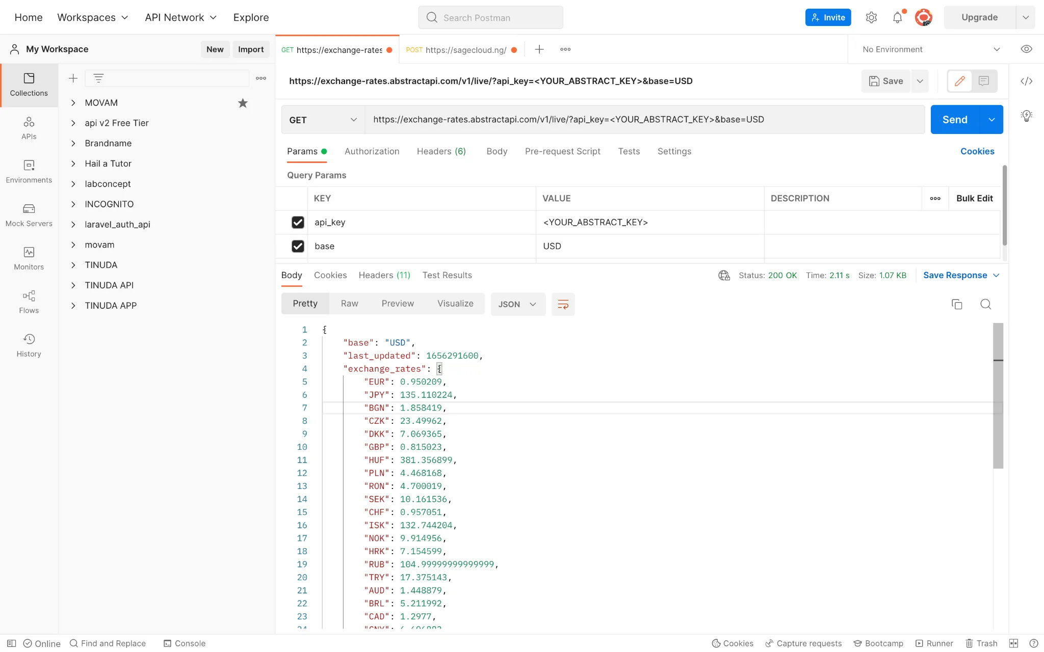 Step 3 illustration: live exchange rate of USD against over 150 countries' currencies