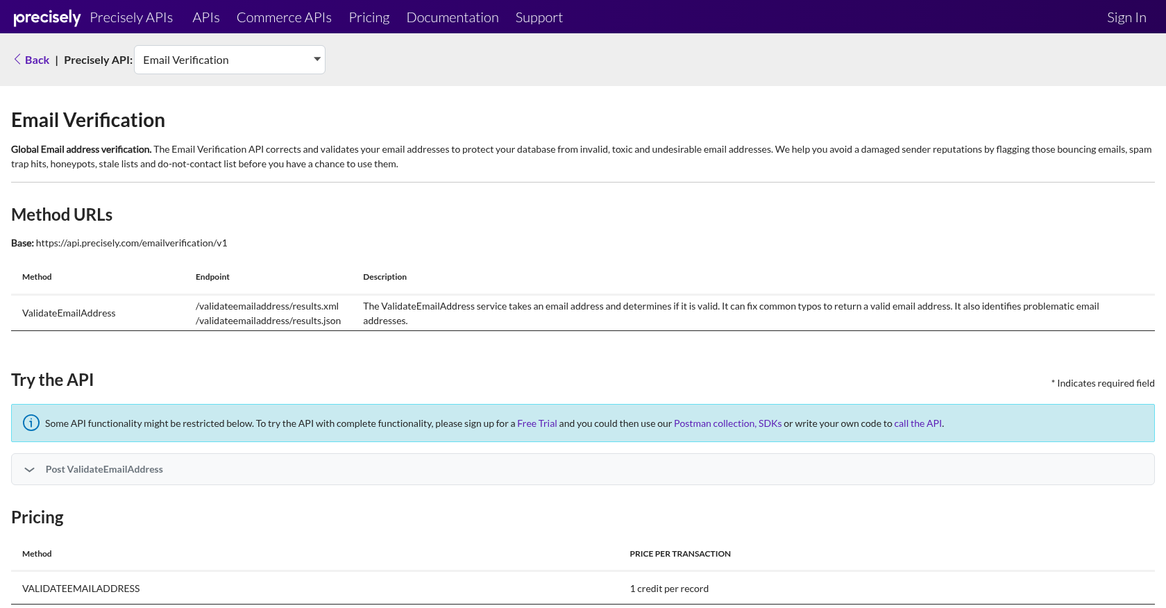 Precisely Email Verification