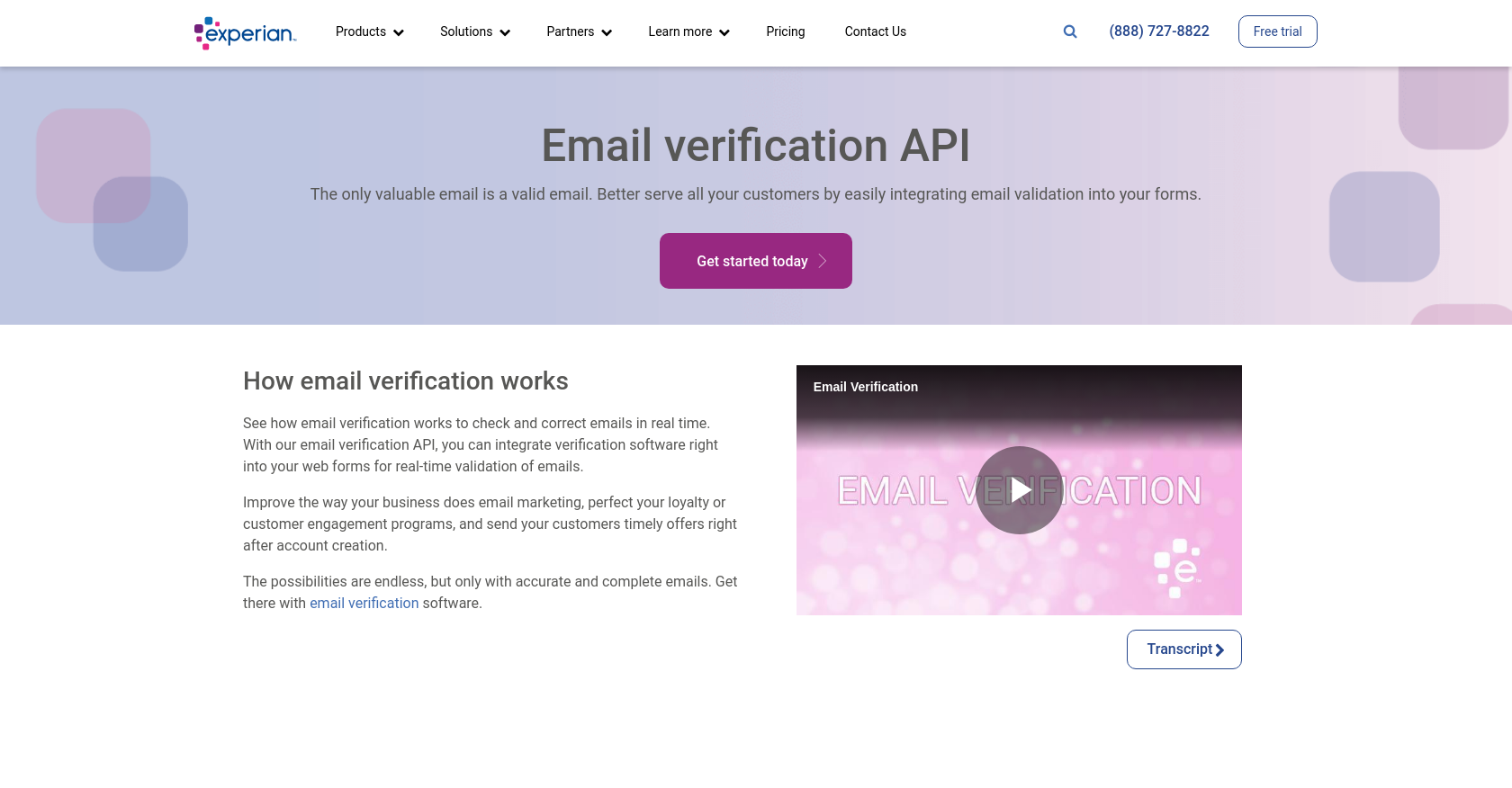 Experian Email verification API