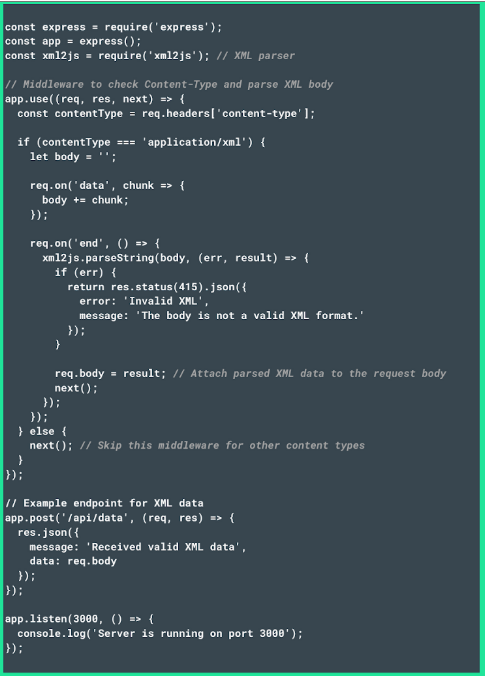 XML requests in Node.js (Express)