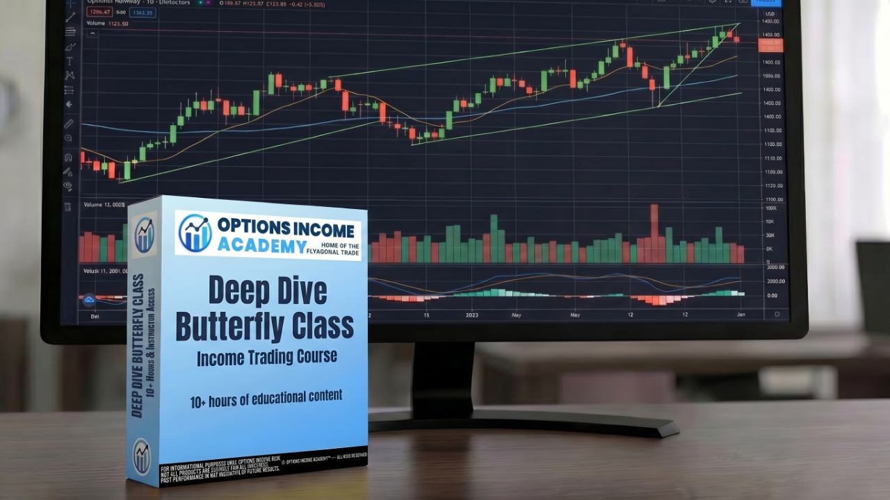 Deep Dive Butterfly Class course box on a trading monitor