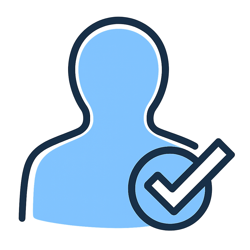 Cartoonish person with a badge in the shape of a tick on his chest