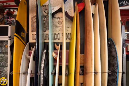 A cinematic image of surfboards we took for our clients website