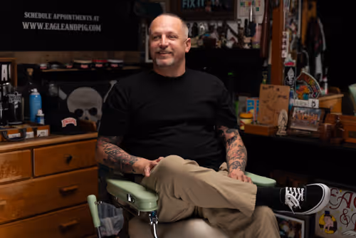 A cinematic image of a barber that was used on their website we built