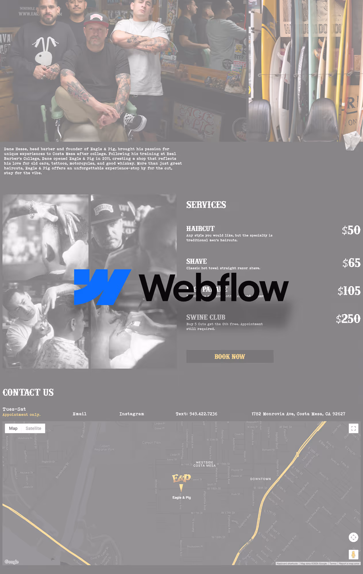 An image of a website we developed with the Webflow logo overlaid